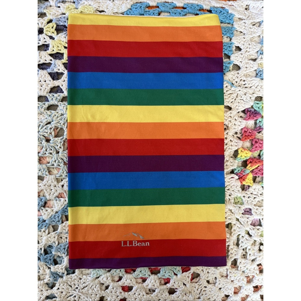 L.L. Bean Colorful Stripe Rainbow Pride Bandana Neck Gator Scarf Unisex Winter